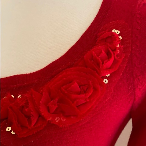 Candies Cardigan Red Flower Sweater Extra Small XS - Picture 3 of 4